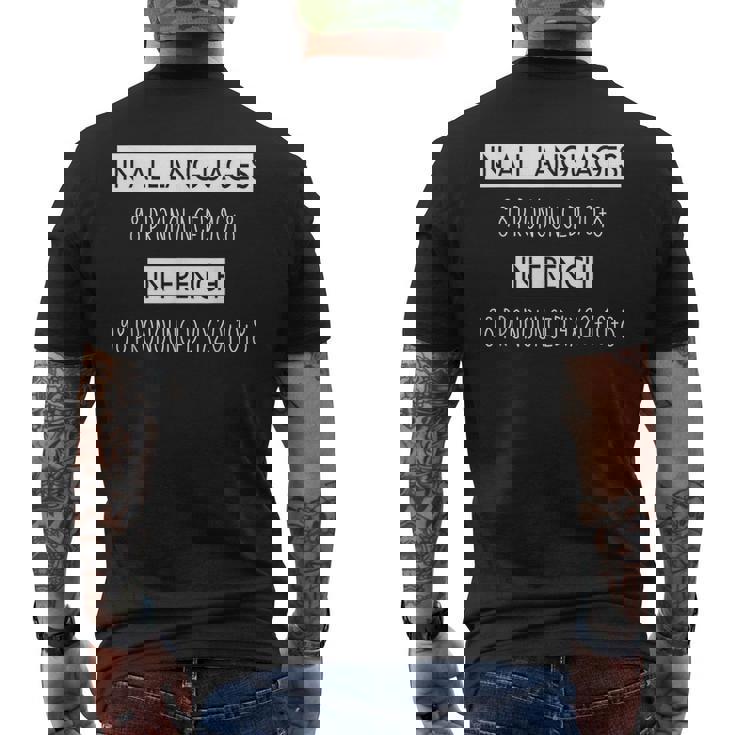 面白いフランス語 数字の発音 フランス語を学ぶギフト メンズTシャツ バックプリント