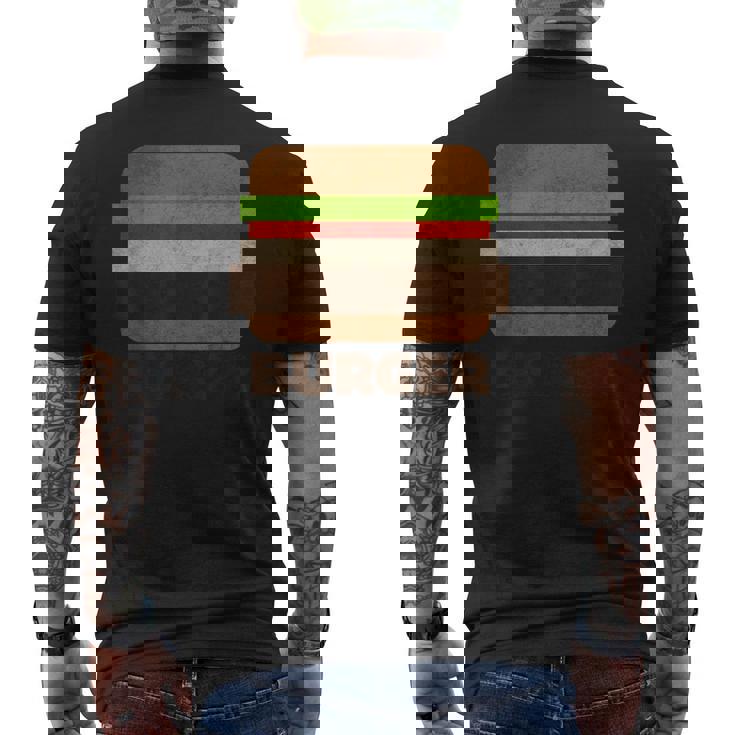 面白いフードハンバーガーのグラフィック。男性と男の子用。 メンズTシャツ バックプリント