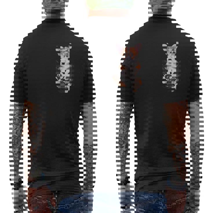 面白いペンブローク ウェルシュコーギー あなたのポケットにコーギー愛好家向け メンズTシャツ バックプリント