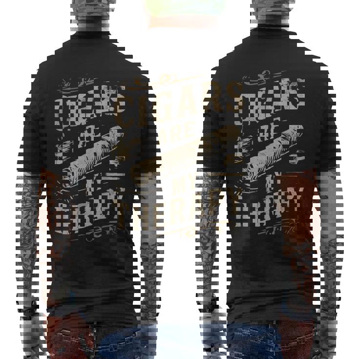 面白いユーモア葉巻は私のセラピー愛好家のお父さんです メンズTシャツ バックプリント