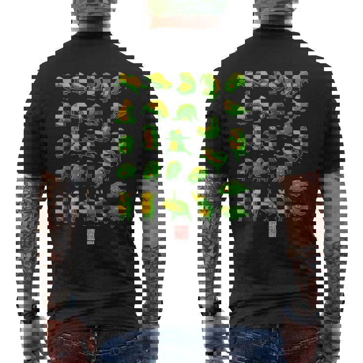 面白いヨガカエルとヒキガエル瞑想 日本のアートグラフィック メンズTシャツ バックプリント