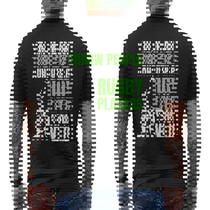 面白いラグビーコーチ、選手、ファンのラグビー。 メンズTシャツ バックプリント