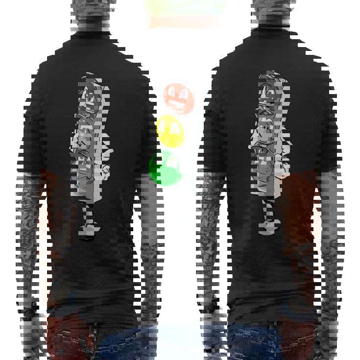 面白い信号機 コミック 漫画の信号機 メンズTシャツ バックプリント