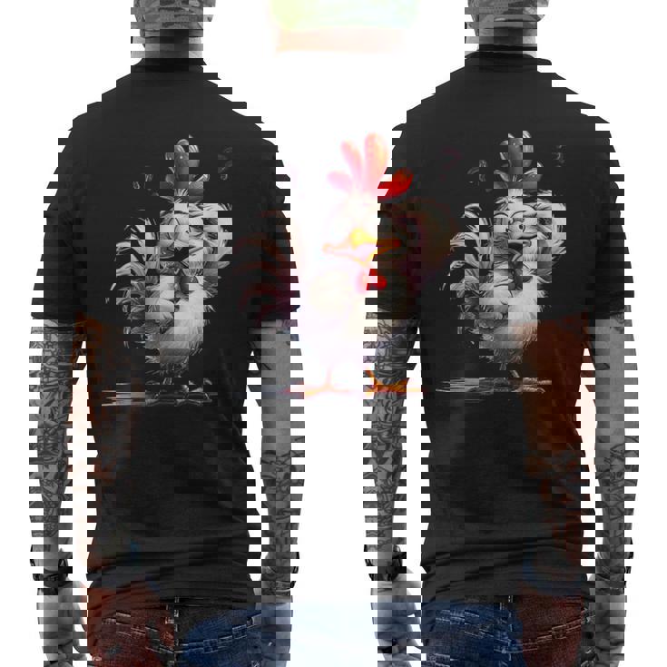 面白い動物、友人や家族のための素晴らしいチキン メンズTシャツ バックプリント