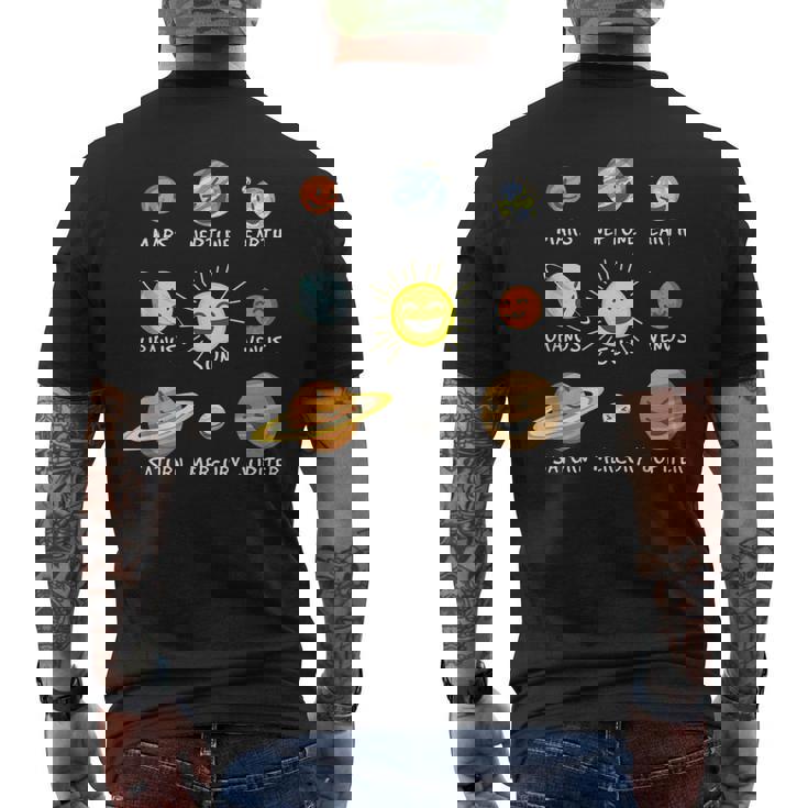 面白い太陽系-プラネット・スウィート・チルドレン物理学者 メンズTシャツ バックプリント