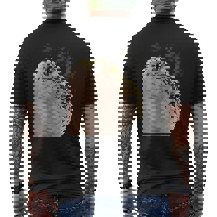 面白い好奇心が強い爬虫類ヒョウモントカゲモドキ メンズTシャツ バックプリント