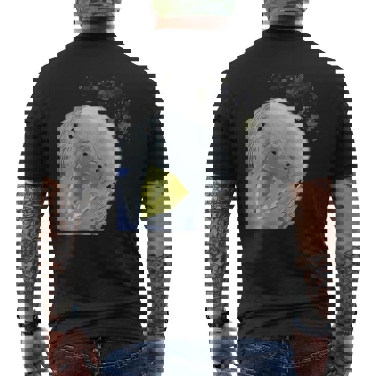 面白い好奇心インコのセキセイインコ メンズTシャツ バックプリント