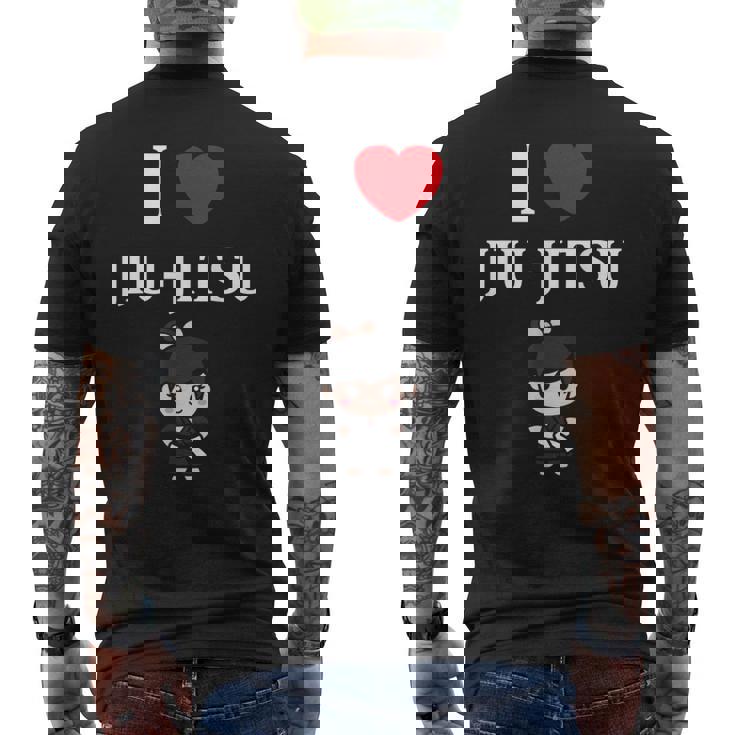 面白い柔術スポーツミニマリストかわいいシンプル柔術 I Love Jiu Jitsu メンズTシャツ バックプリント