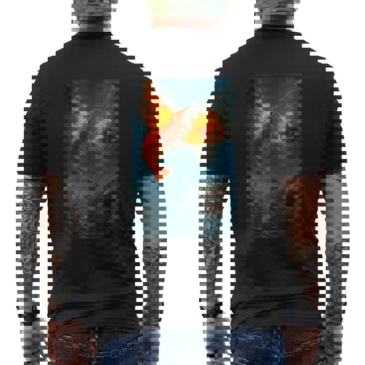 面白い燃えるようなエビスラムダンキングサメのミーム。 メンズTシャツ バックプリント