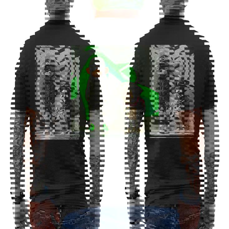 面白い猿と犬のグラフィックストリートウェアクールなデザイン 男性用 メンズTシャツ バックプリント