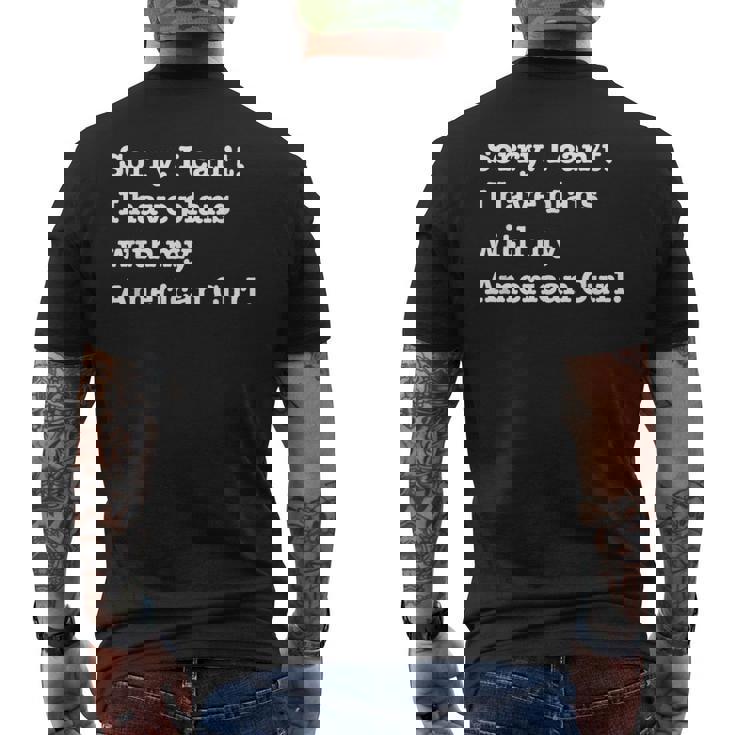 面白い皮肉 アメリカン カールの猫との計画があります メンズTシャツ バックプリント