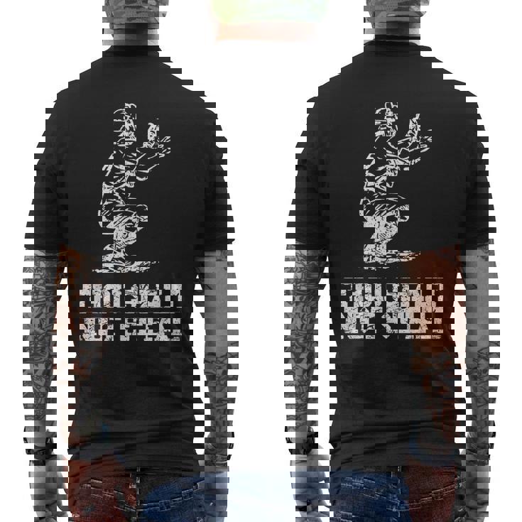 面白い野球選手キャッチャー ヴィンテージを盗んではなりません メンズTシャツ バックプリント