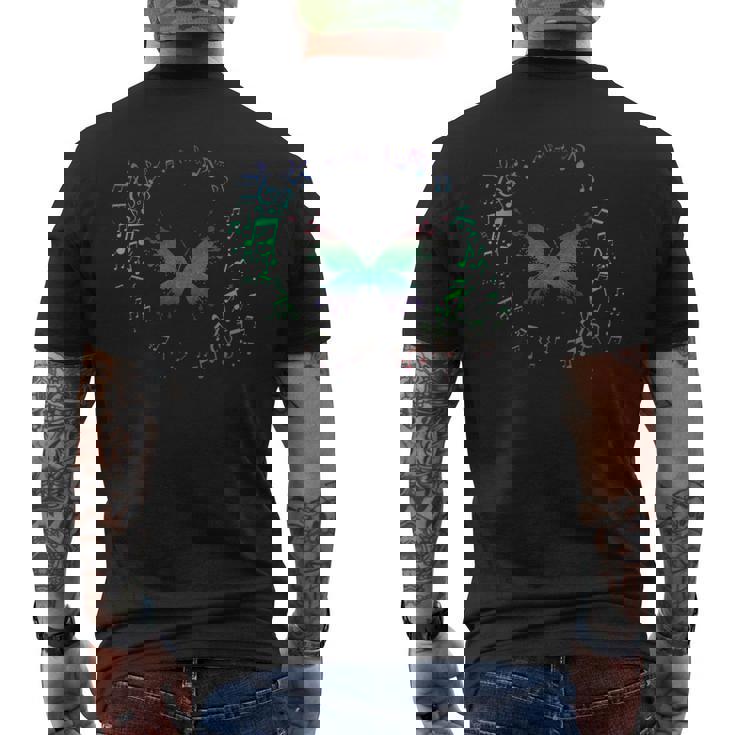 音符 蝶 メンズTシャツ バックプリント