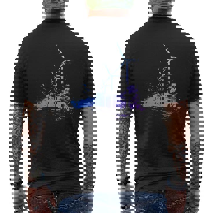 風力発電所 風車 タービン 再生可能エネルギー メンズTシャツ バックプリント
