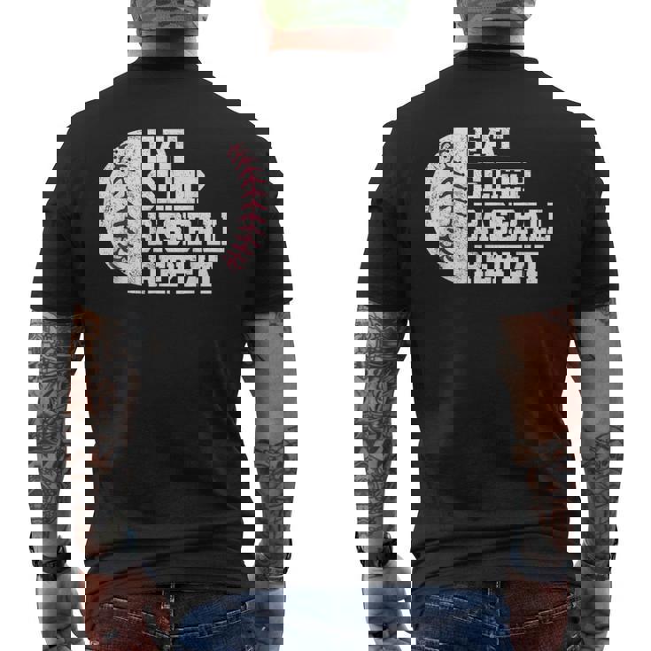 食べる、寝る、野球を繰り返す、野球選手、面白い、野球 メンズTシャツ バックプリント