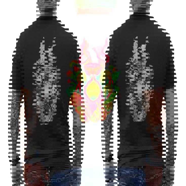 食虫植物 ネイチャーアート 食虫植物 サラセニア メンズTシャツ バックプリント