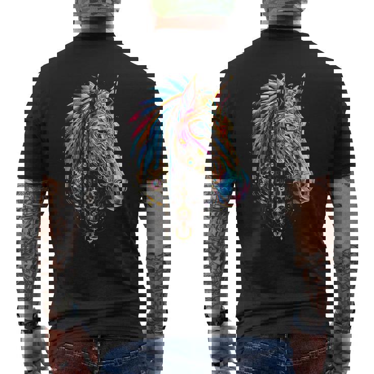 馬 動物 モチーフ イラスト 馬 メンズTシャツ バックプリント