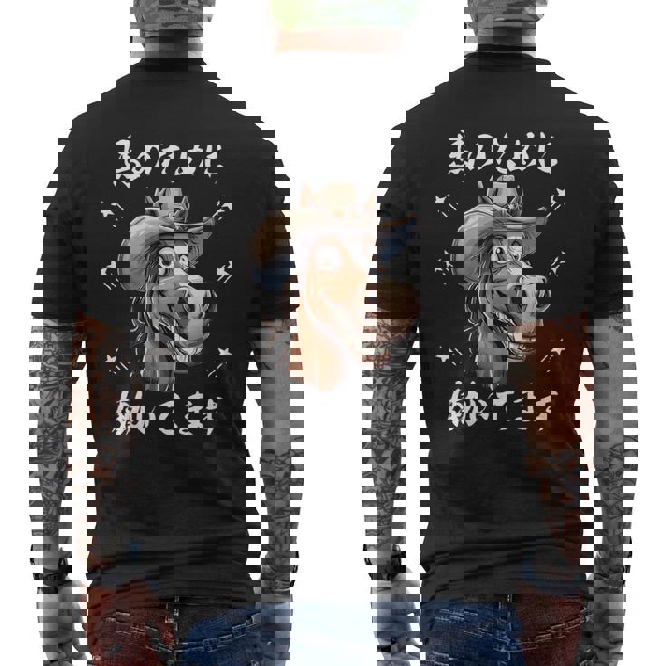 馬のために働いてます メンズTシャツ バックプリント