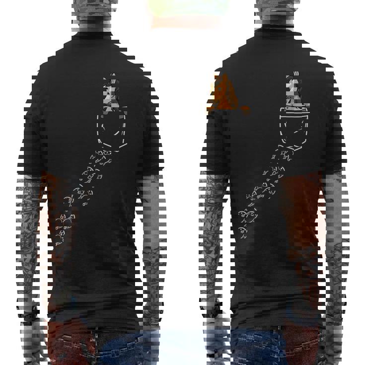 馬好き乗馬ポケット馬 メンズTシャツ バックプリント