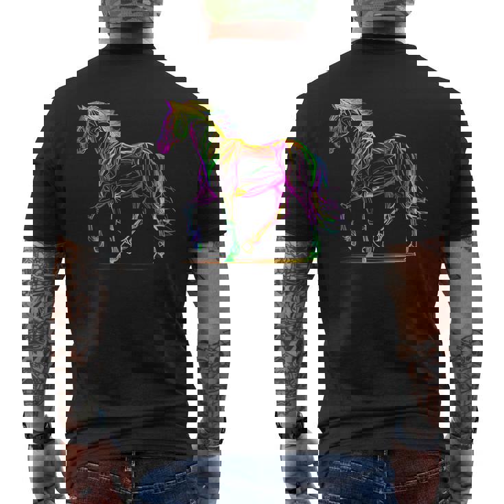 馬術 カラフル 馬好き 西洋 ロデオ メンズTシャツ バックプリント