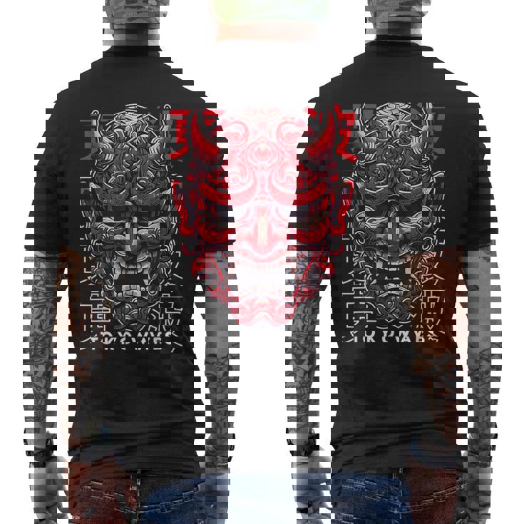 鬼マスク フェイス 妖怪 悪魔 般若 日本 鬼マスク メンズTシャツ バックプリント