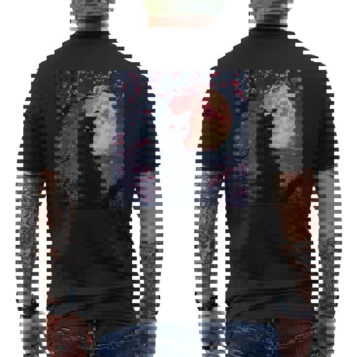 魅惑の赤い月 メンズTシャツ バックプリント