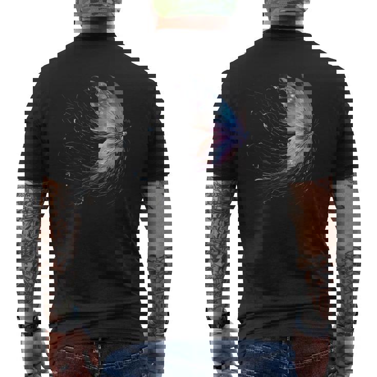 魔法の蝶 神秘的な蝶 銀河 星 メンズTシャツ バックプリント