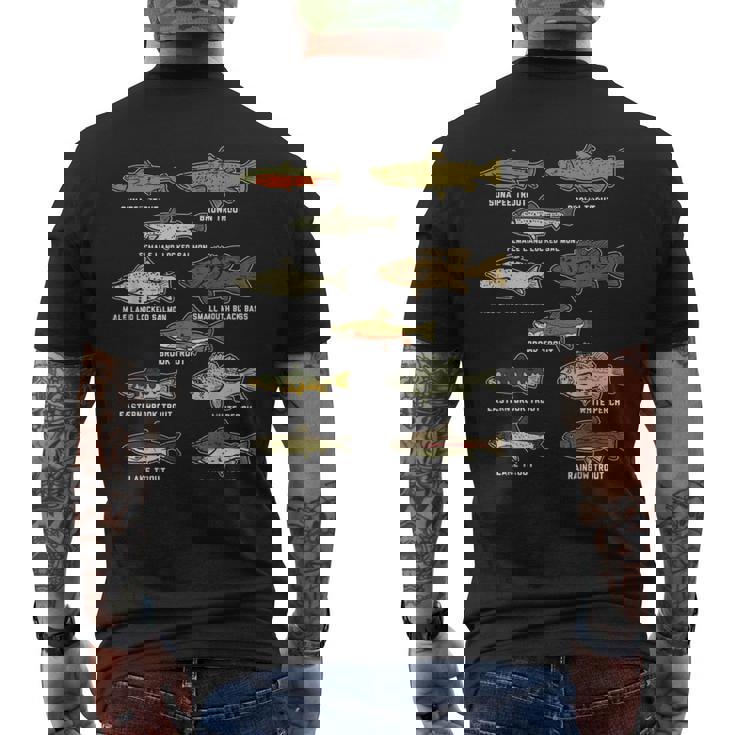 魚の種のトラウトのサーモンのバス釣りの漁師のアングラーのギフト メンズTシャツ バックプリント