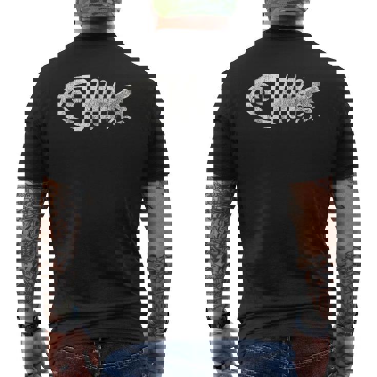 魚の骨格、面白い動物。 メンズTシャツ バックプリント