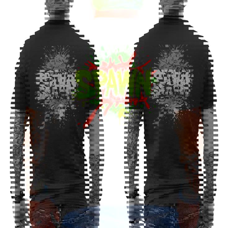 鮮やかな色とクールなスポーンステートメントコスチューム。 メンズTシャツ バックプリント