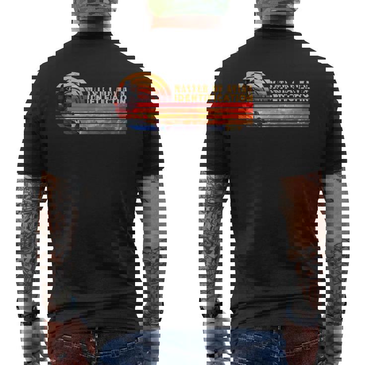 鳥類識別の達人 レトロ・バードウォッチング メンズTシャツ バックプリント