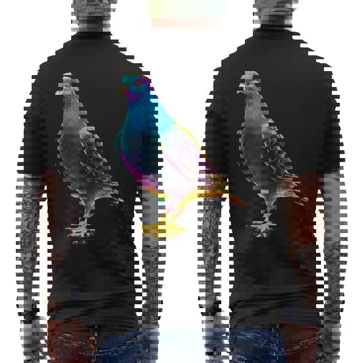 鳩 カラフル 動物 動物園 アートワーク 鳩 メンズTシャツ バックプリント