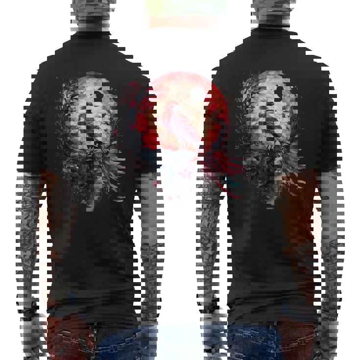 鳳凰 月 火 鳳凰 鳥 桜 木 神話 鳥 メンズTシャツ バックプリント