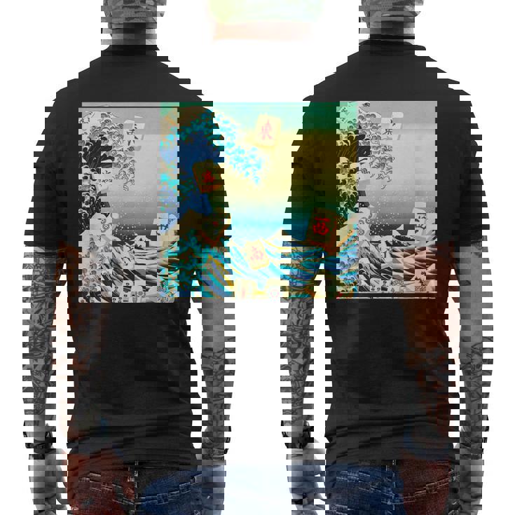 麻雀 おもしろ グッズ 服 筆文字 面白いtシャツ 文字入り 面白い 文字 ネタ メンズ 葛飾北斎 浮世絵 風 メンズTシャツ バックプリント