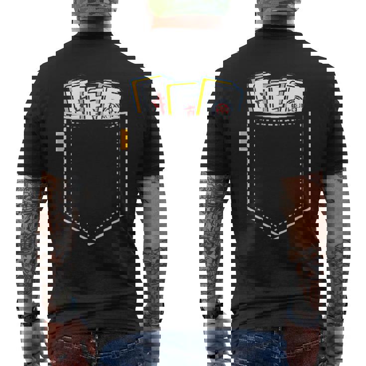 麻雀 牌 ワンポイント ポケット 柄ポケット デザイン かわいい おもしろ 可愛い 麻雀好プレゼント メンズTシャツ バックプリント