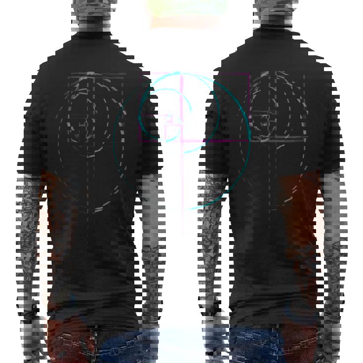 黄金比のティールとパープル メンズTシャツ バックプリント