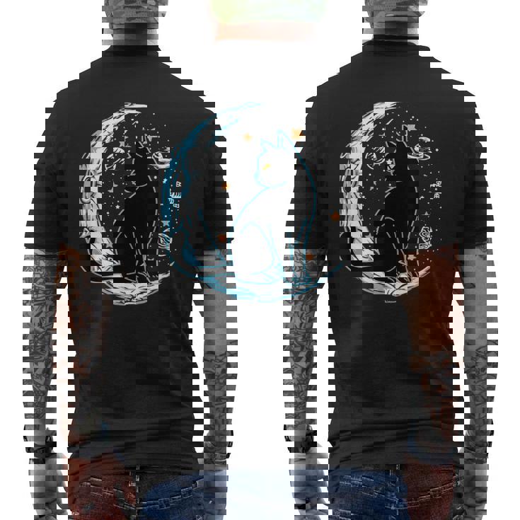 黒猫 三日月 セーラームーンフェイズ 占星術 ペット愛好家 メンズTシャツ バックプリント