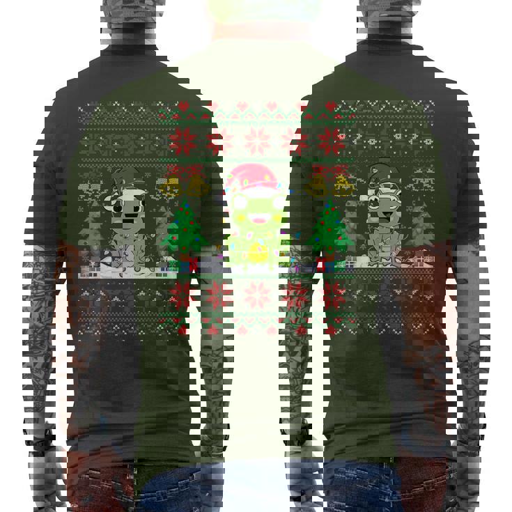 Frog Wearinganta Hat Christmas Lights Xmas Frog メンズTシャツ バックプリント