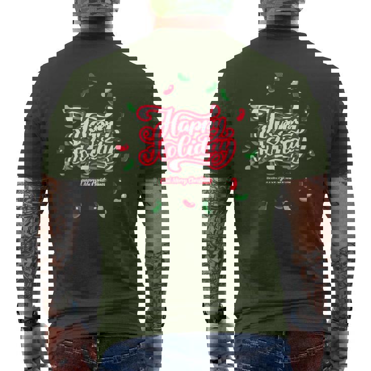 Happy Holiday And Merry Christmas Quote Festive Greetings メンズTシャツ バックプリント