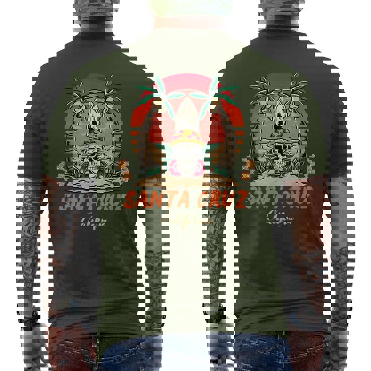 Santa Cruz カリフォルニア ヴィンテージ スケルトン サーファー サンタクルーズ メンズTシャツ バックプリント