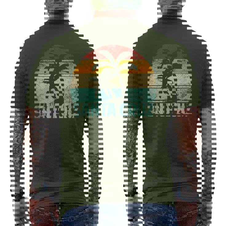Santa Cruzintage Retro Palmera Puesta Deol California Beach Camiseta Hombre Estampado Espalda