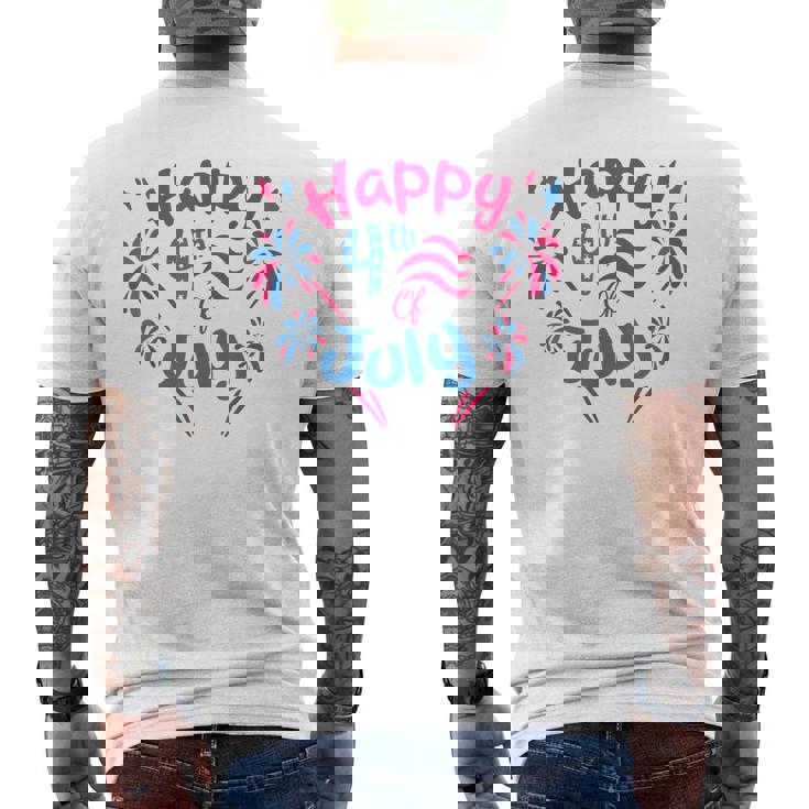 7月4日 花火監督 おかしな家族花火 メンズTシャツ バックプリント