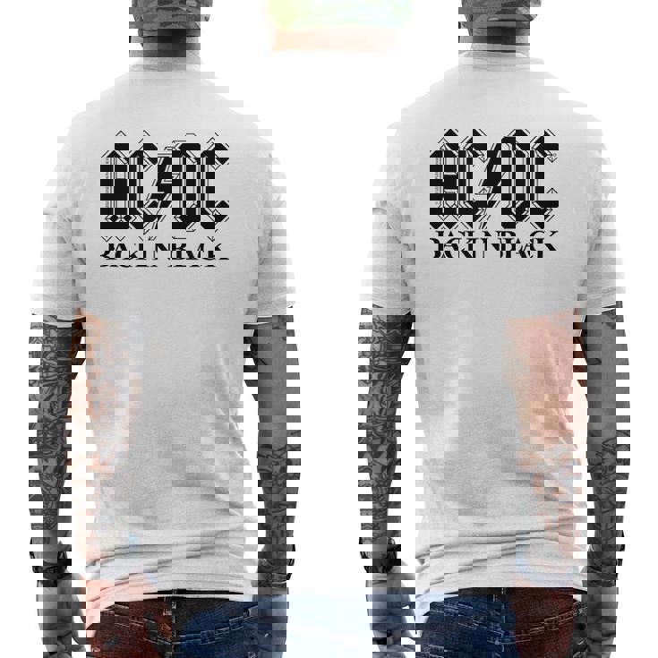 AcDcロックミュージックバンドバックブラックロゴ。 メンズTシャツ バックプリント