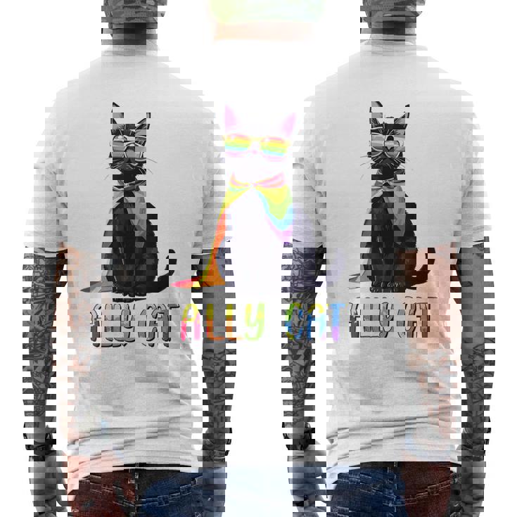 Ally Cat Lgbtゲイプライド月間2025レインボー平等権 メンズTシャツ バックプリント