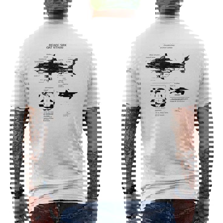 Anatomía Del Gran Tiburón Blanco Camiseta Hombre Estampado Espalda