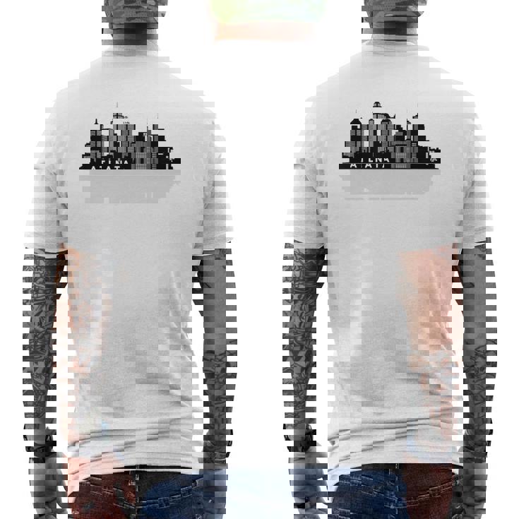 Atlanta Ga スカイライン 摩天楼 シティシルエット メンズTシャツ バックプリント