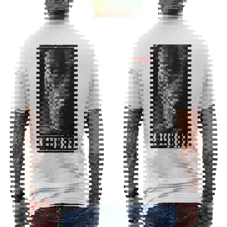 Backprint 野生の犬ピットブルテリアのポートレートブルドッグのバックプリントピットブル メンズTシャツ バックプリント