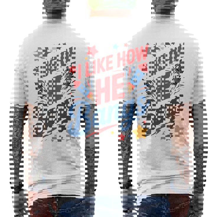 I Like How He Bangs Fireworks Couple 4Th Of July Men's T-shirt Back Print