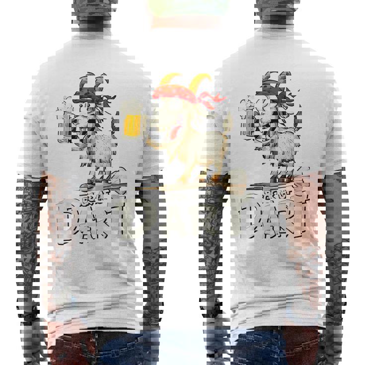 Bock Auf Dart ヤギとビールジョッキ 面白いダーツプレーヤー メンズTシャツ バックプリント