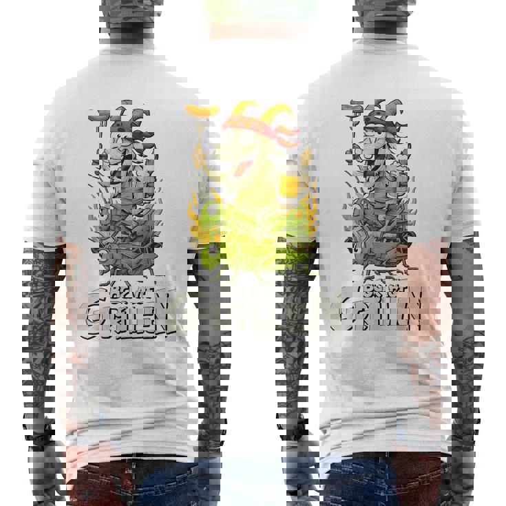 Bock Auf Grillen おもしろバーベキューアクセサリー ヤギ付きバーベキュー メンズTシャツ バックプリント